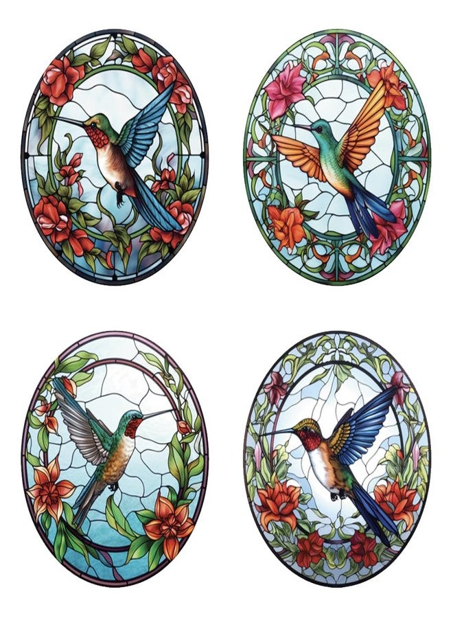 ZUYYON 4 Pcs Colorful Hummingbird Window Clings, Anti-Collision Window Clings Decals Removable Non Adhesive Vinyl Cling Window Stickers - Image 1
